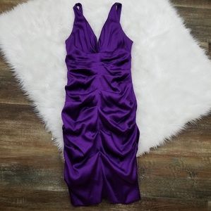 Nicole Miller Purple Ruched Dress Sleeveless 6